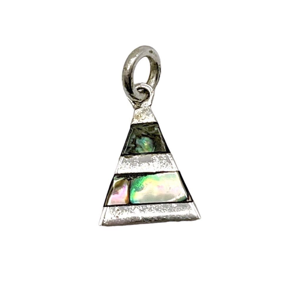 Alpaca Silver & Abalone Shell Triangle Pendant 1/2” X 1/2”